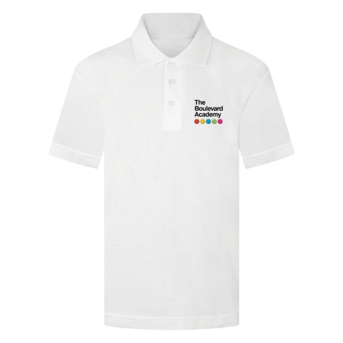 Boulevard Academy Unisex Premium White Polo (with embroidered logo) (Regular Fit)