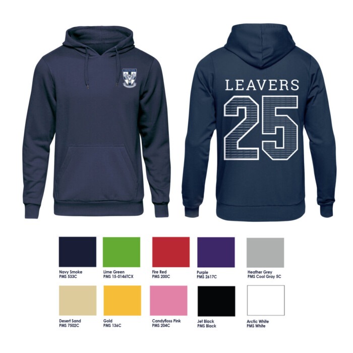 Hessle High 2025 Leavers Hoodie (Year 11 only) with full embroidery badge and large Year 25 print to rear **Deadline date Fri 21st March 2025**